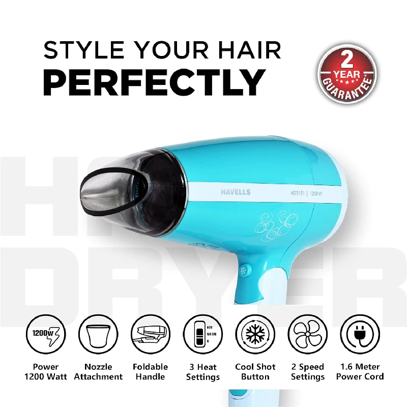 Havells 1200 Watts Foldable Hair Dryer, Hd3151-3.webp